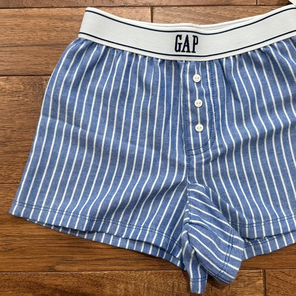 Girls Gap Kids Recycled Flannel PJ Pajama Shorts - Blue Pinstripe - Size 6